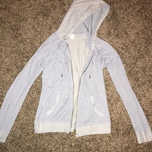 Light Blue Long Sleeve Small Zip Up Sweatshirt